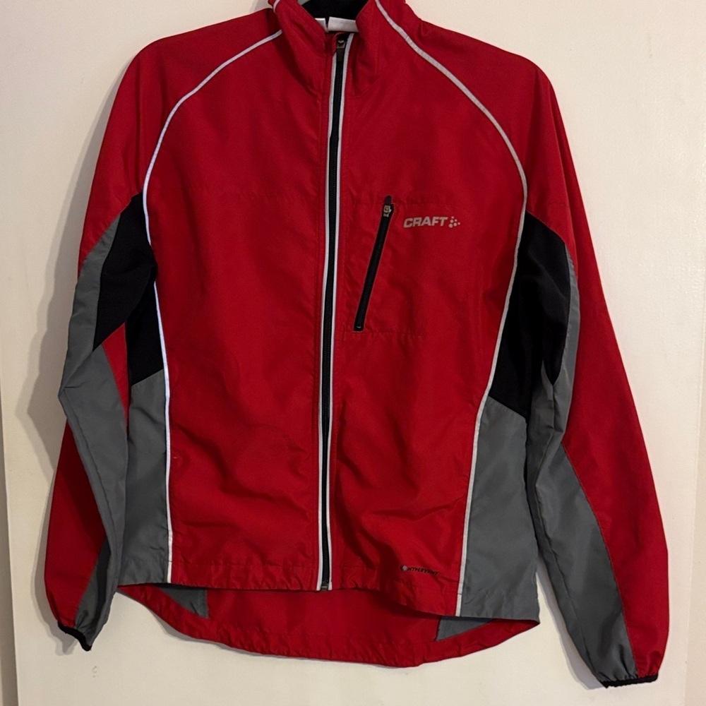 Craft Women’s Red and Gray Performance Windbreaker Jacket. Size M